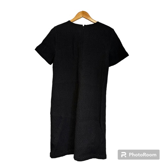 Eileen Fisher‎ Black Honeycomb Tencel & Organic Cotton Shift Dress Size small - Picture 2 of 4
